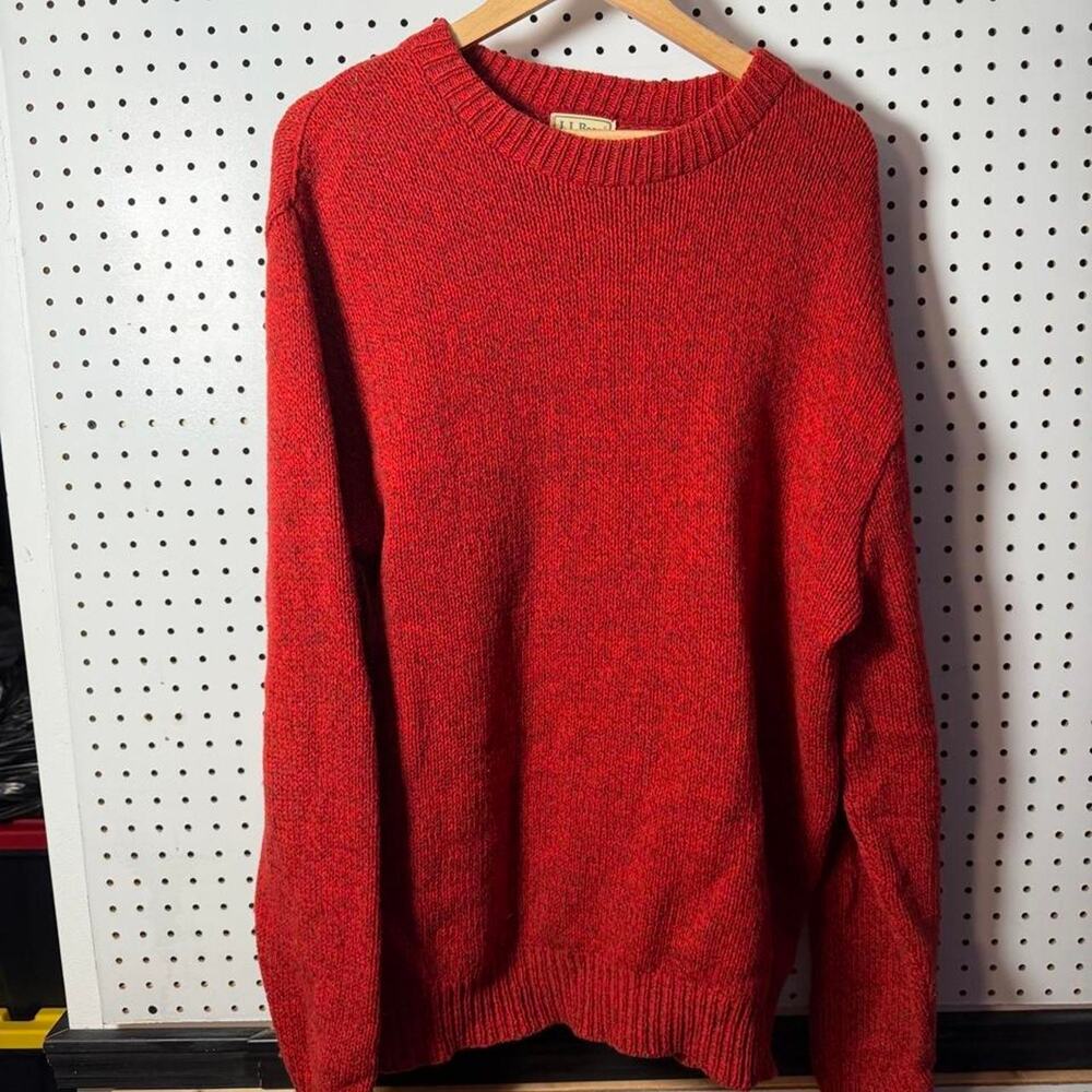 L.L.Bean Vintage Red Wool & Nylon Sweater Made in the USA Size XL Long
